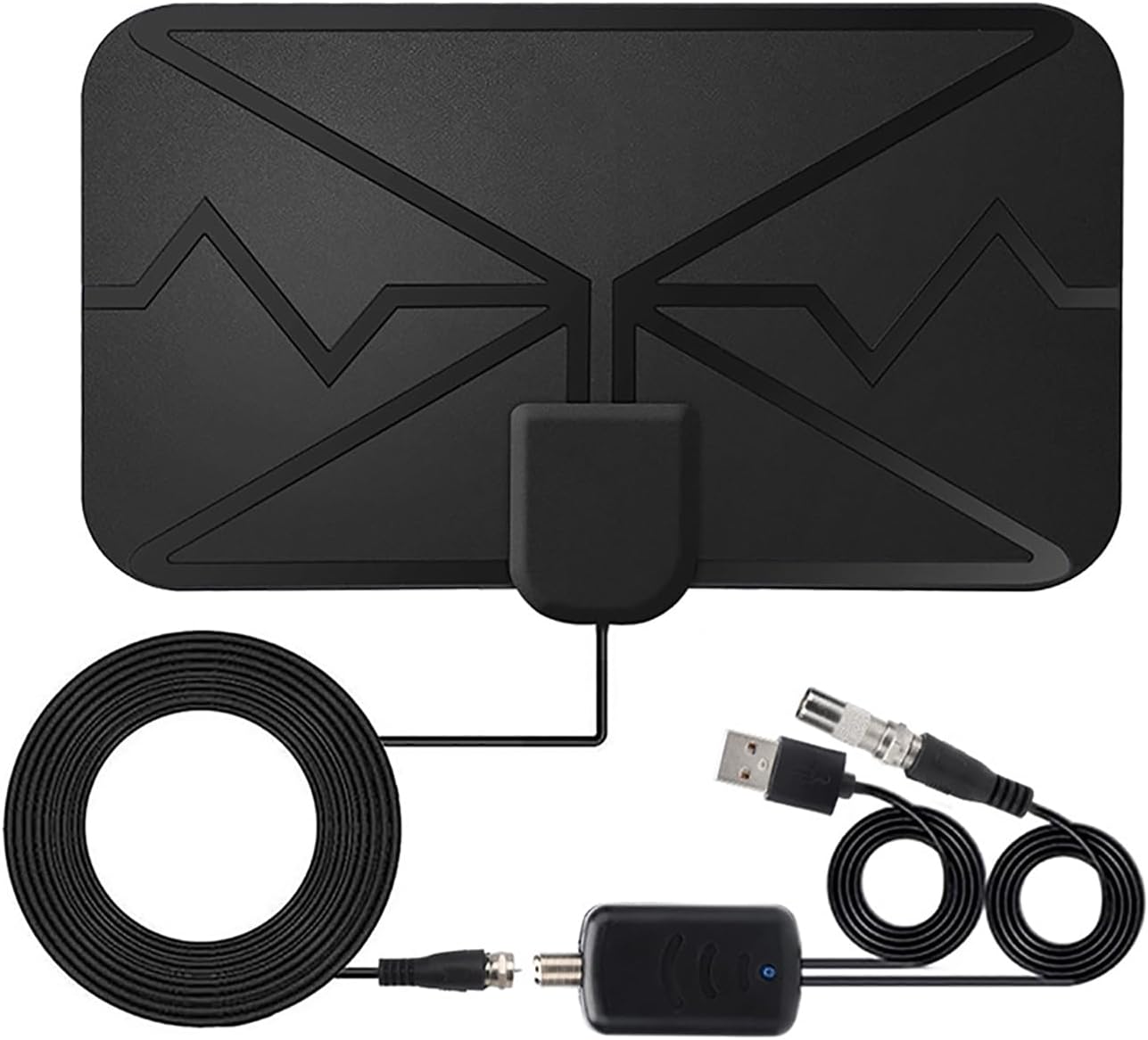 HDTV Antenne TV Intérieur TNT HD Puissante, avec Amplicateur de Signal Jusqu’à 120 km de Portée Chaînes locales gratuites,pour 1080P 4K HD VHF UHF Récepteur Télévision,4.5m de Câble Coaxial