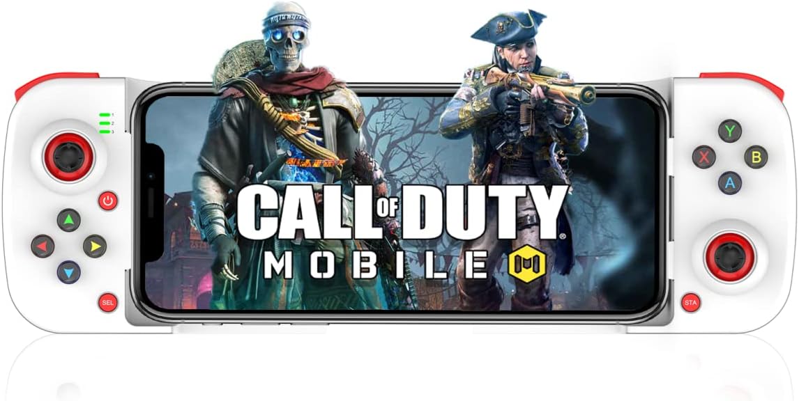 Manette de jeu sans fil pour iPhone, Megadream MFi Bluetooth Mobile Gamepad Joystick pour iOS/Android, iPhone 13/Mini/13 Pro Max, 12, 11, pour Samsung Galaxy, Nokia, OPPO, Google, Direct Play (blanc)