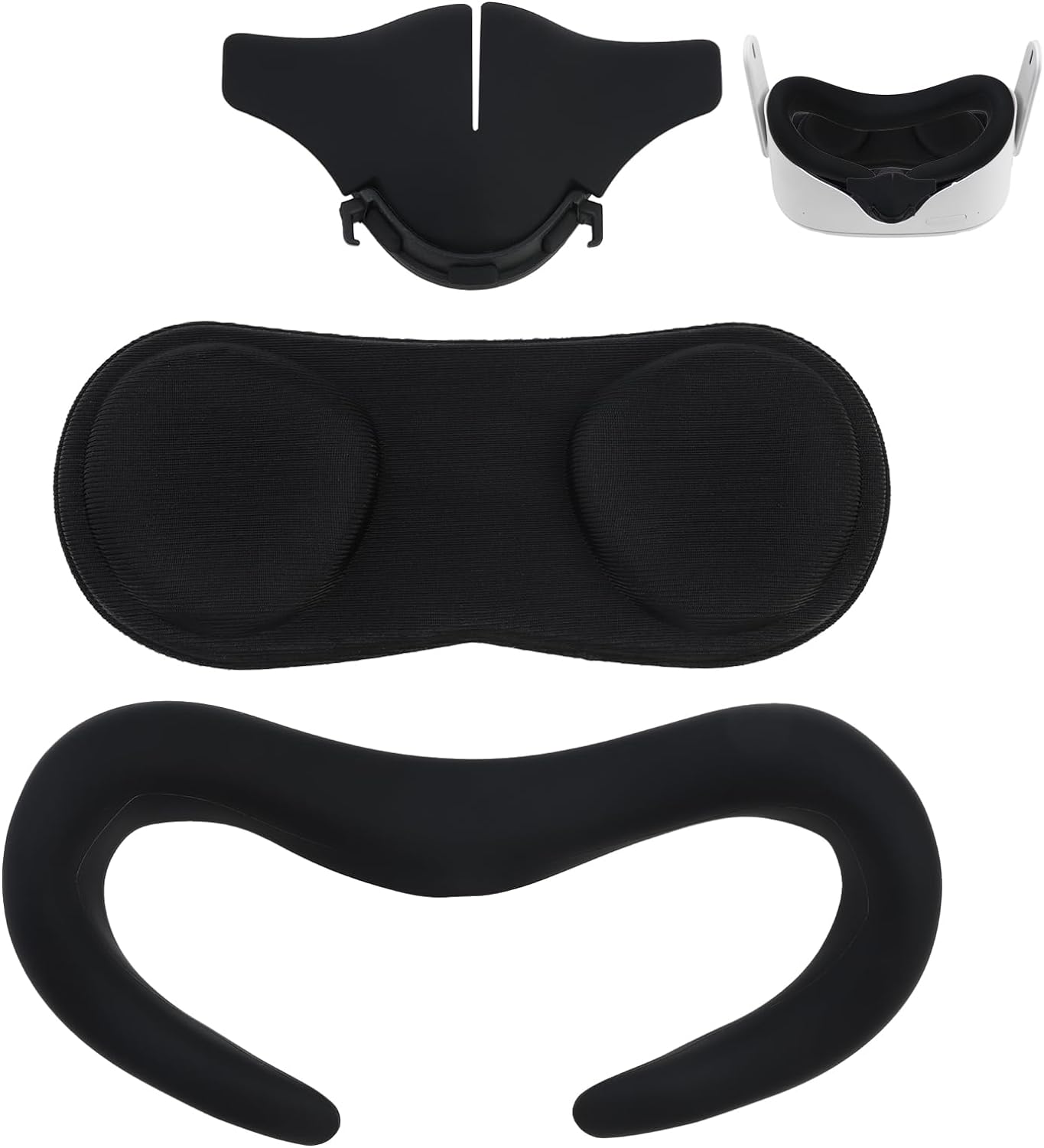 Housse en Silicone Compatible avec Quest 3, Masque Oculaire en Silicone VR pour Meta Quest 3 Accessoires Masque pour Quest 3 Remplacement avec Coussinet Nasal (Noir)