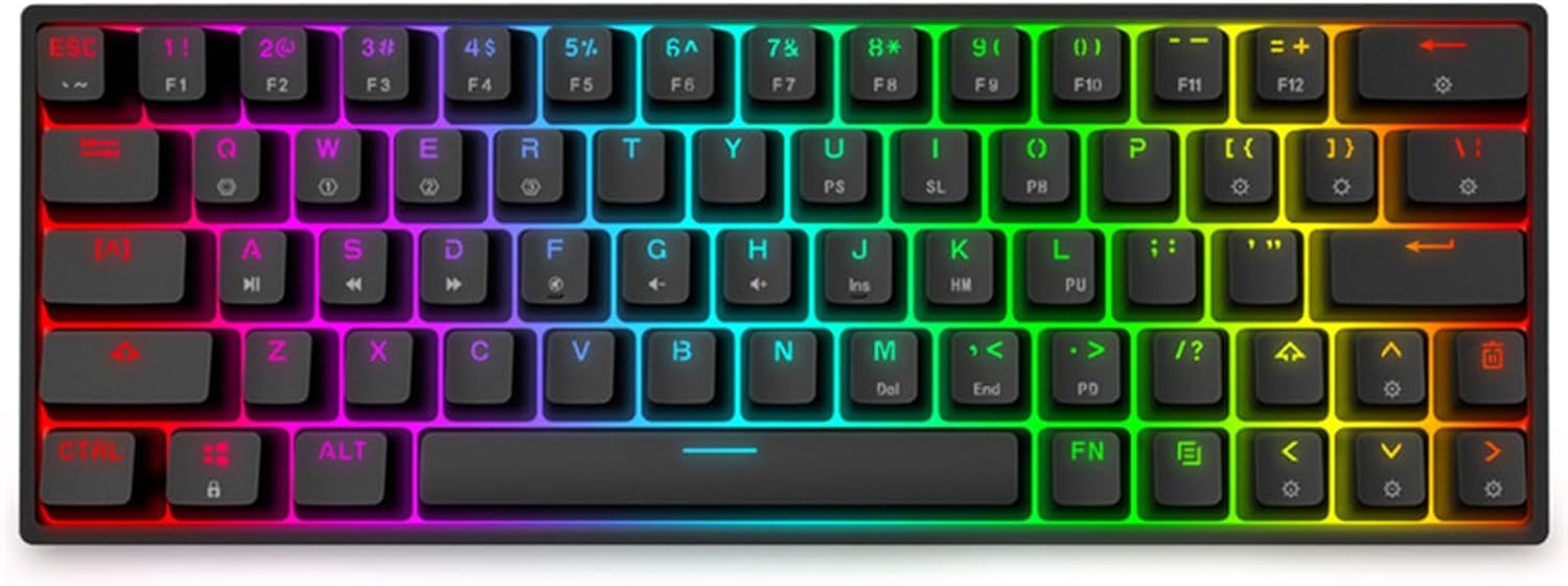 AGONEIR GK64 60% Clavier mécanique rétroéclairé portable Type-C Gateron Commutateur optique pour PC/Clavier mécanique Gk64