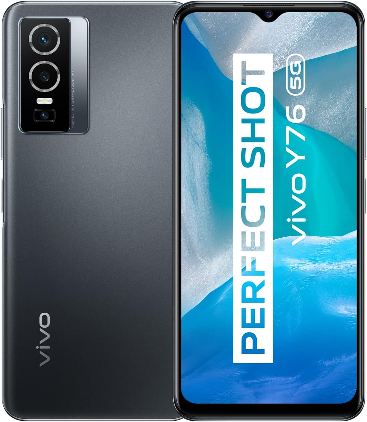 VIVO Y76, Smartphone sans contrat, Téléphone Portable avec Double SIM 5G, Batterie de 4 100 mAh, 8 Go + 256 Go， Android 11, Appareil Photo Principal 50 MP, FastCharge de 44 W