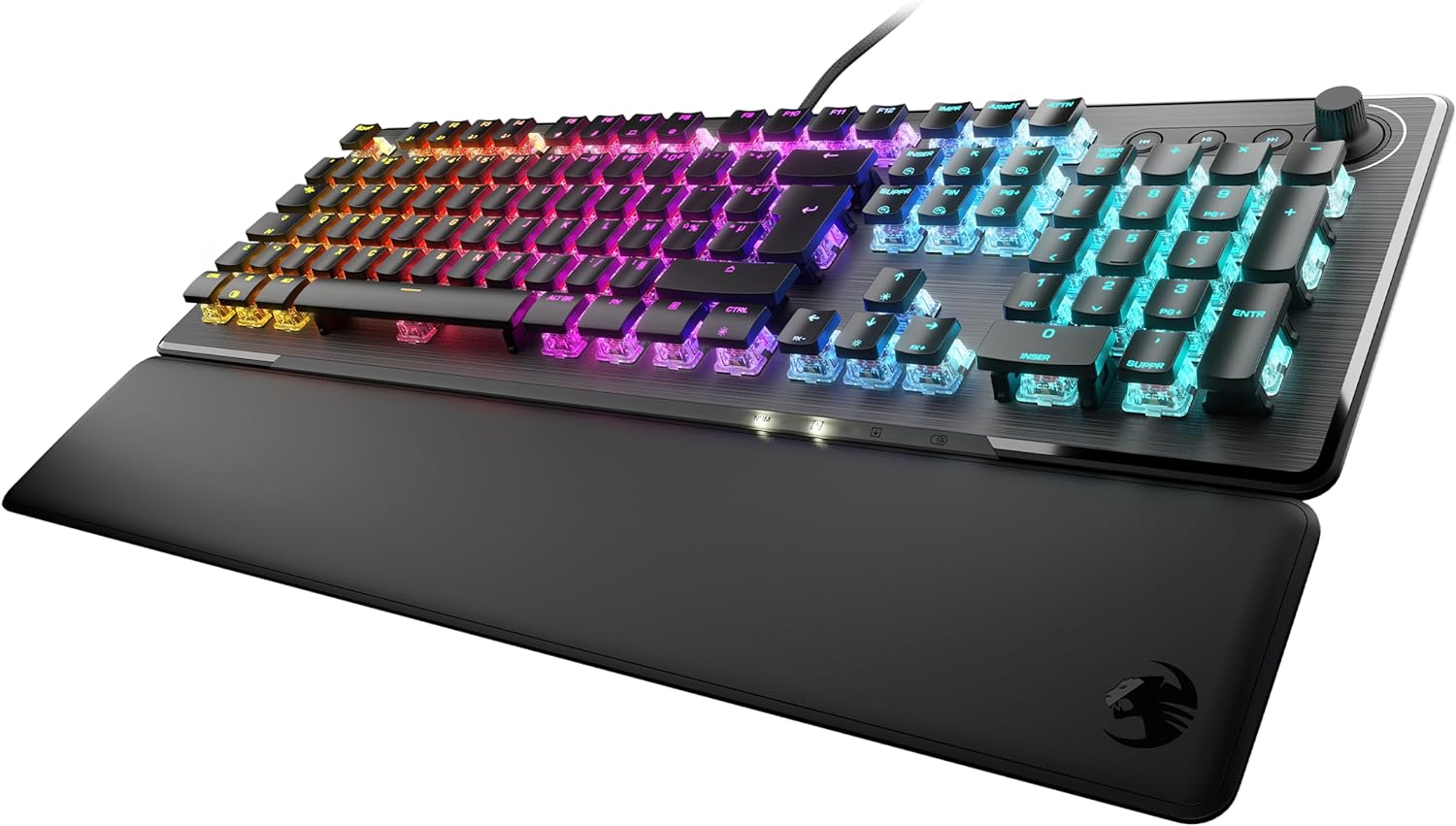 Roccat Vulcan II - Clavier de Jeu Mécanique Pour Pc, Touches Rétro-Éclairées RGB Personnalisables, Repose-Poignet Amovible, Titan II Linear Switches, Noir