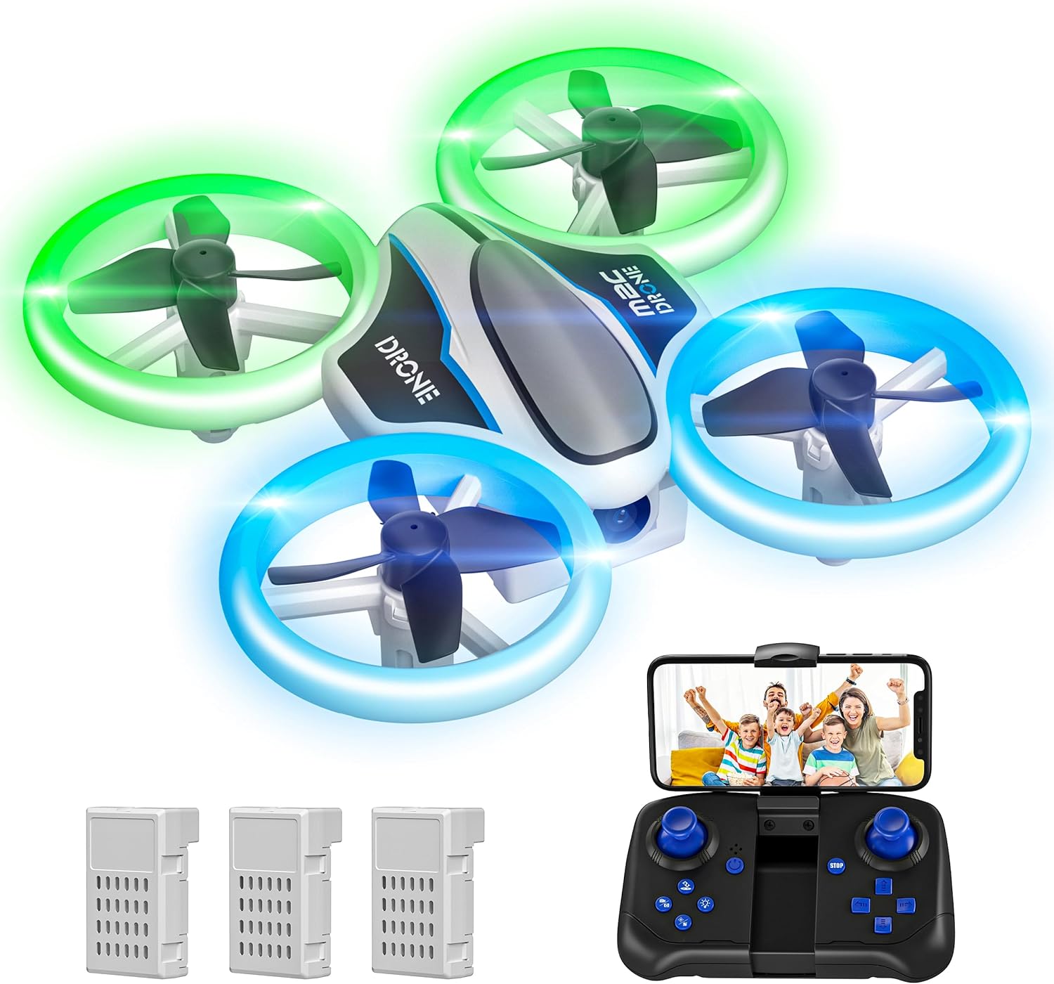 Mini Drone avec Caméra 720P HD, Drone avec Lumières LED pour Enfant, Quadricoptère Hélicoptère RC avec 3 Batteries 21 Mins Jouet Cadeau pour Garçons et Filles