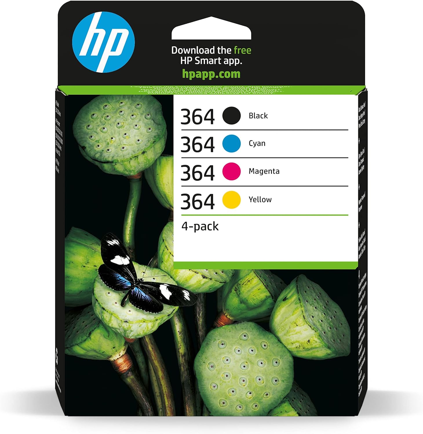 HP 364 Pack de 4 Cartouches d'Encre Cyan, Magenta, Jaune et Noire Authentiques (N9J73AE)