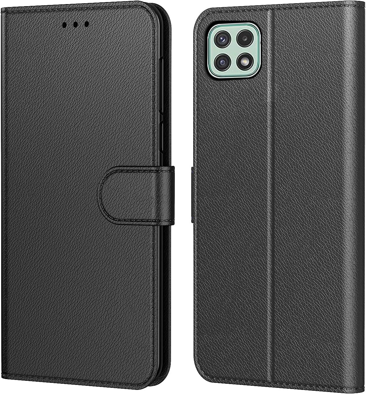 Tenphone Coque pour Samsung Galaxy A22 5G, Etui Protection Housse Premium en Cuir PU,Pochette Fermeture Magnétique,Flip Case Compatible avec Samsung A22 5G (Book Noir)