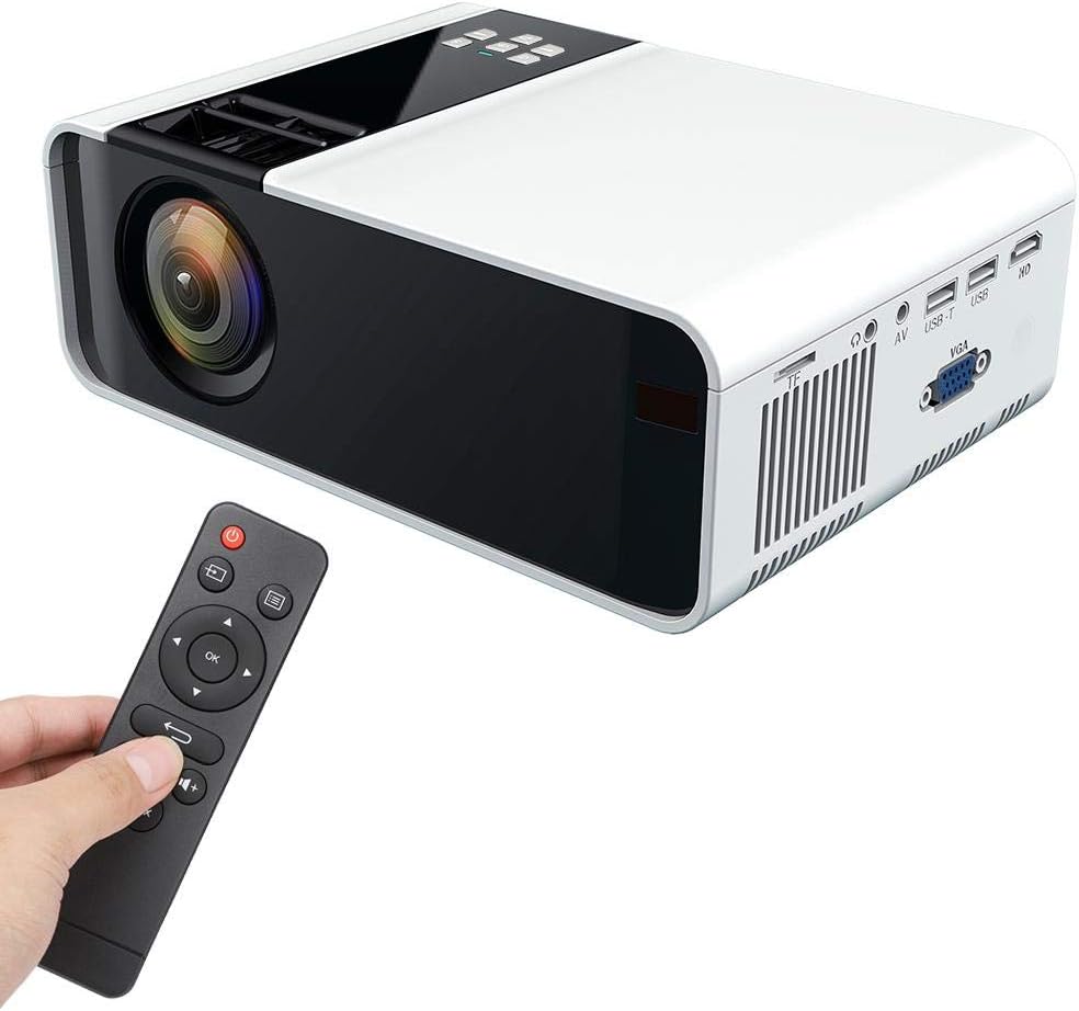 Mini Projecteur, Full HD 1080p 3D Vidéoprojecteurs de Cinéma Maison Portables Supporte USB, HDMI, VGA, AV, TF, Projecteur Professionnel pour Smartphone, PC, TV Box, Ordinateur Portable, PS4, etc.(EU)