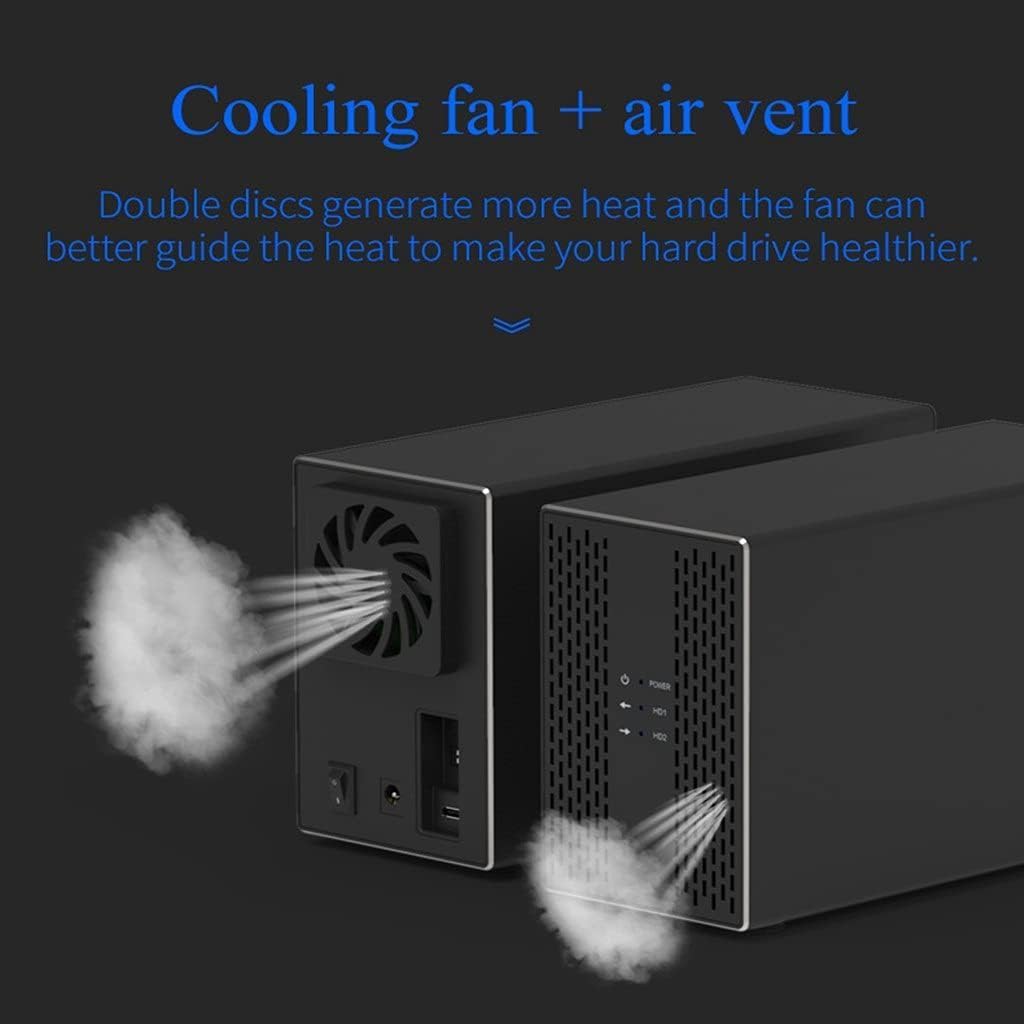 Disque Dur Externe Portable, Double matrice de disques durs Raid USB3.0/USB3.1, Double Baie, boîtier de Disque Dur Raid, sauvegarde Automatique des données, matrice de disques durs 3.5 Pouces, USB3.1