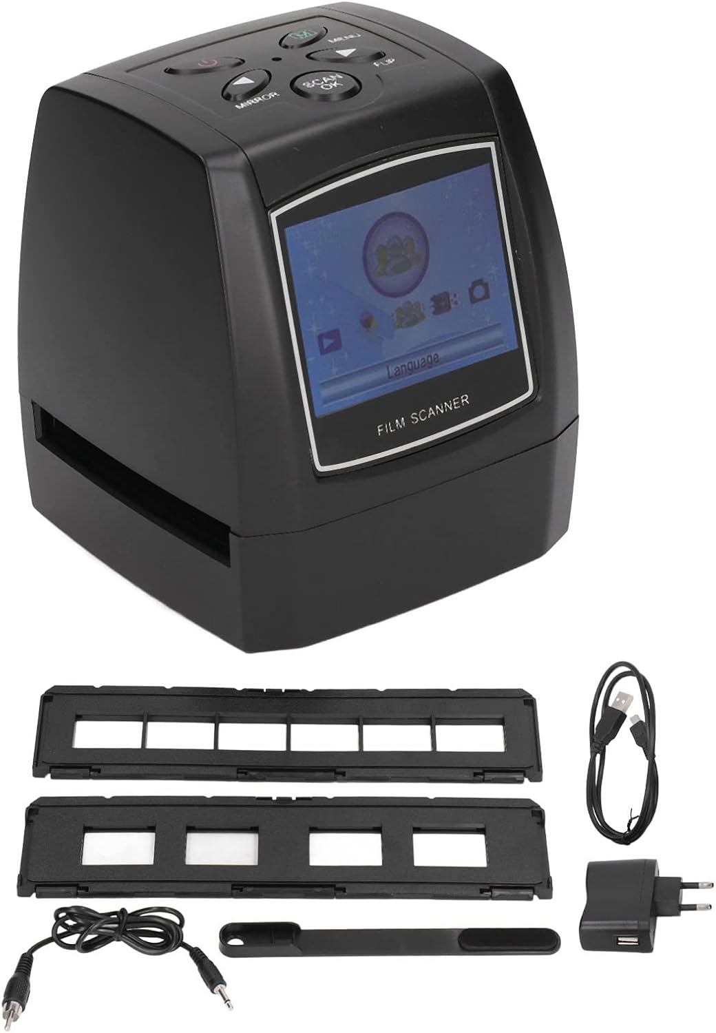 Scanner de Diapositives de Film Tout en 1, Scanner de Film de 2,36 Pouces avec Support, Convertisseur de Diapositives de Film Portable, Négatifs en Photo Numérique, Jusqu'à 32 Go, pour Studio Photo