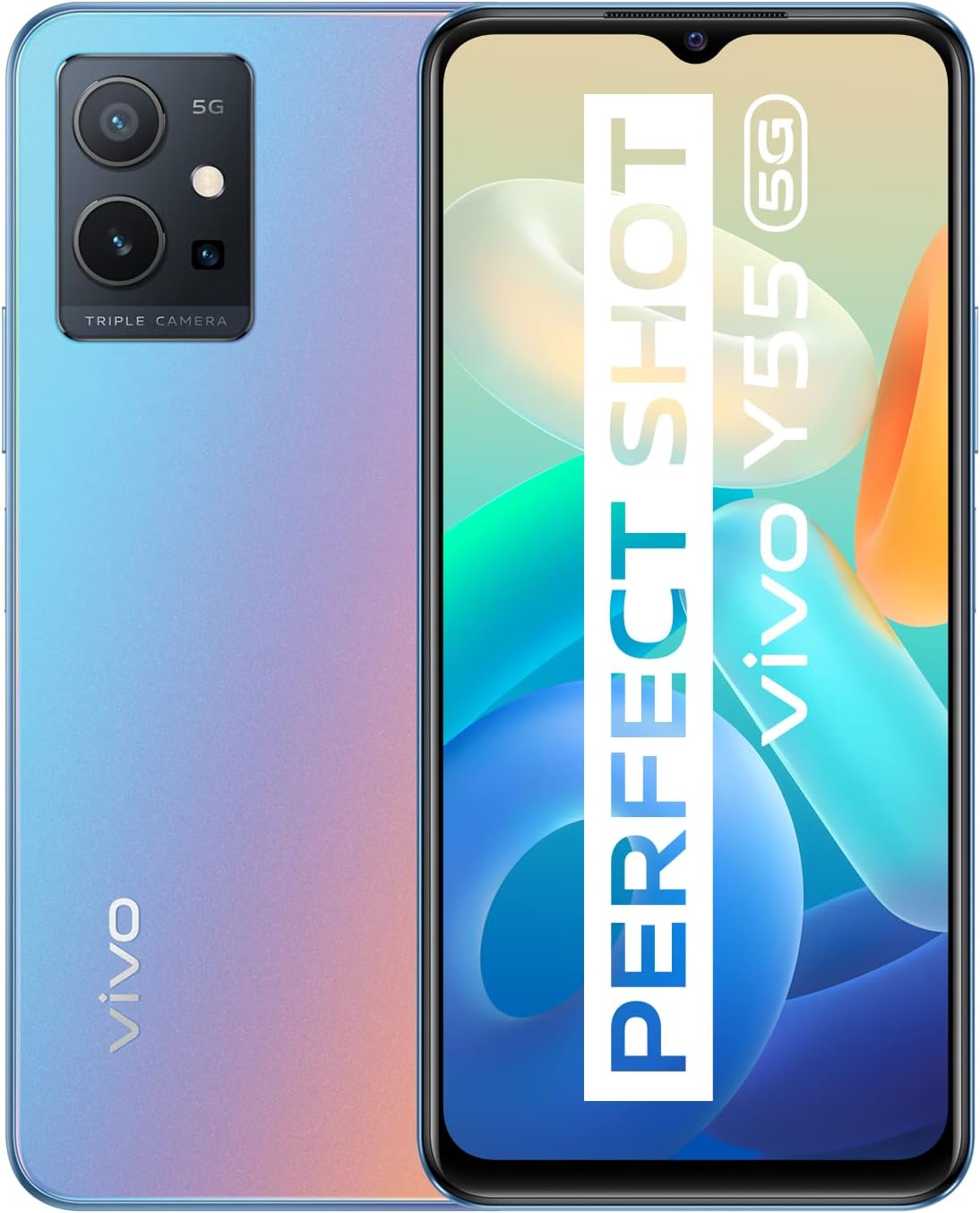 VIVO Y55 Smartphone, 4 + 128 Go, Téléphone Portable sans Contrat, Ecran LCD De 6,58 Pouces, Appareil Photo Principal De 50 MP, 5 000 mAh, Connectivité 5G