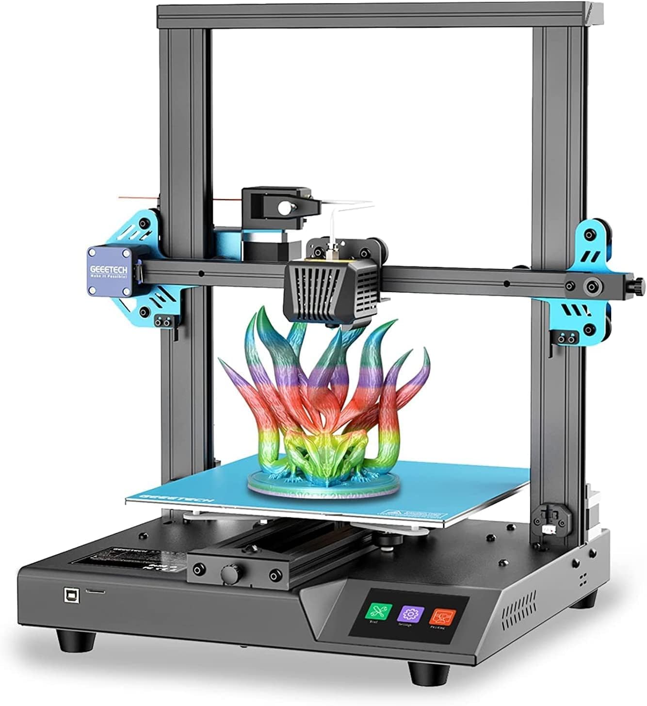 GEEETECH Mizar S Imprimante 3D FDM à Mise à Niveau Automatique avec lit d'impression en Acier Magnétique à Ressort, Pilote TMC2208, Extrudeuse à Double Engrenage, 255x255x260mm