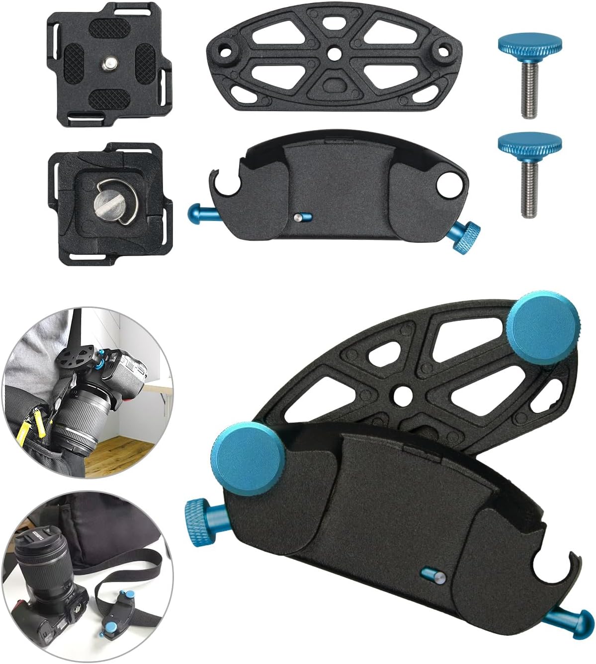 Clip de Ceinture pour Appareil Photo,Support d'appareil Photo en Alliage d'aluminium à Fermeture Rapide avec vis 1/4, pour Appareil Photo Reflex numérique et Sac à Dos.