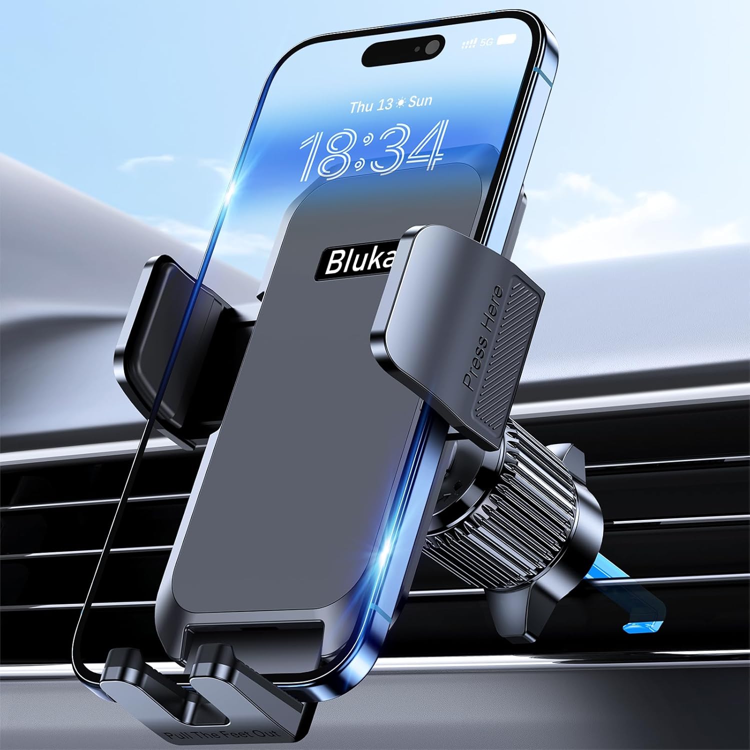 Blukar Support Téléphone Voiture, Support Grille d'aération Porte Téléphone Voiture Ventilation [Clip Amélioré&Rotation 360°& Un Bouton de Libération] Compatible avec Smartphone/GPS 4,0''-7,0''