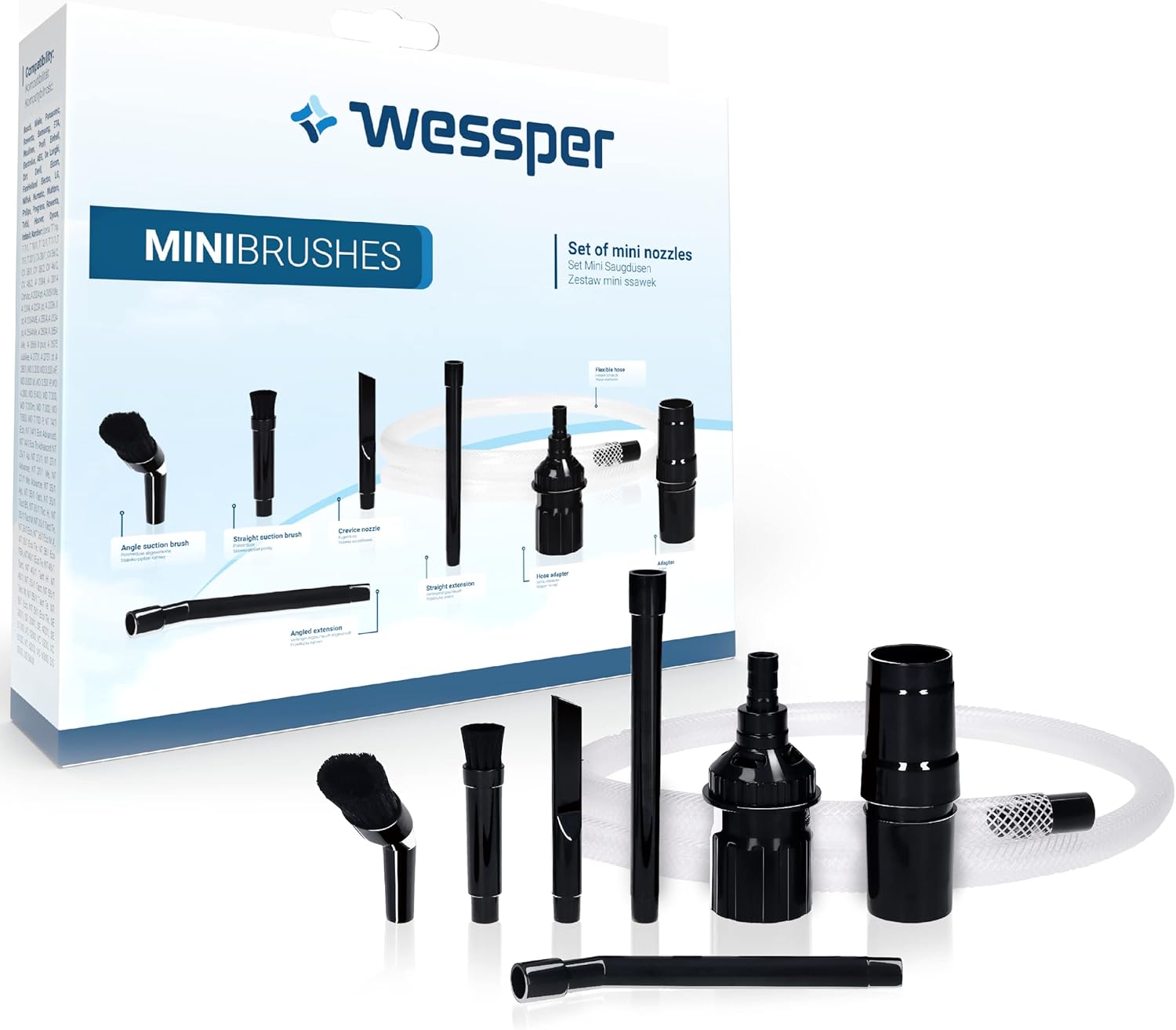 Wessper Kit De Nettoyage Aspirateur Brosse Poussière Outil D'enlèvement Ensemble Mini Universel Attachements pour Nettoyage Matelas Fenêtre Canapé Ordinateur Imprimante de Voiture TV