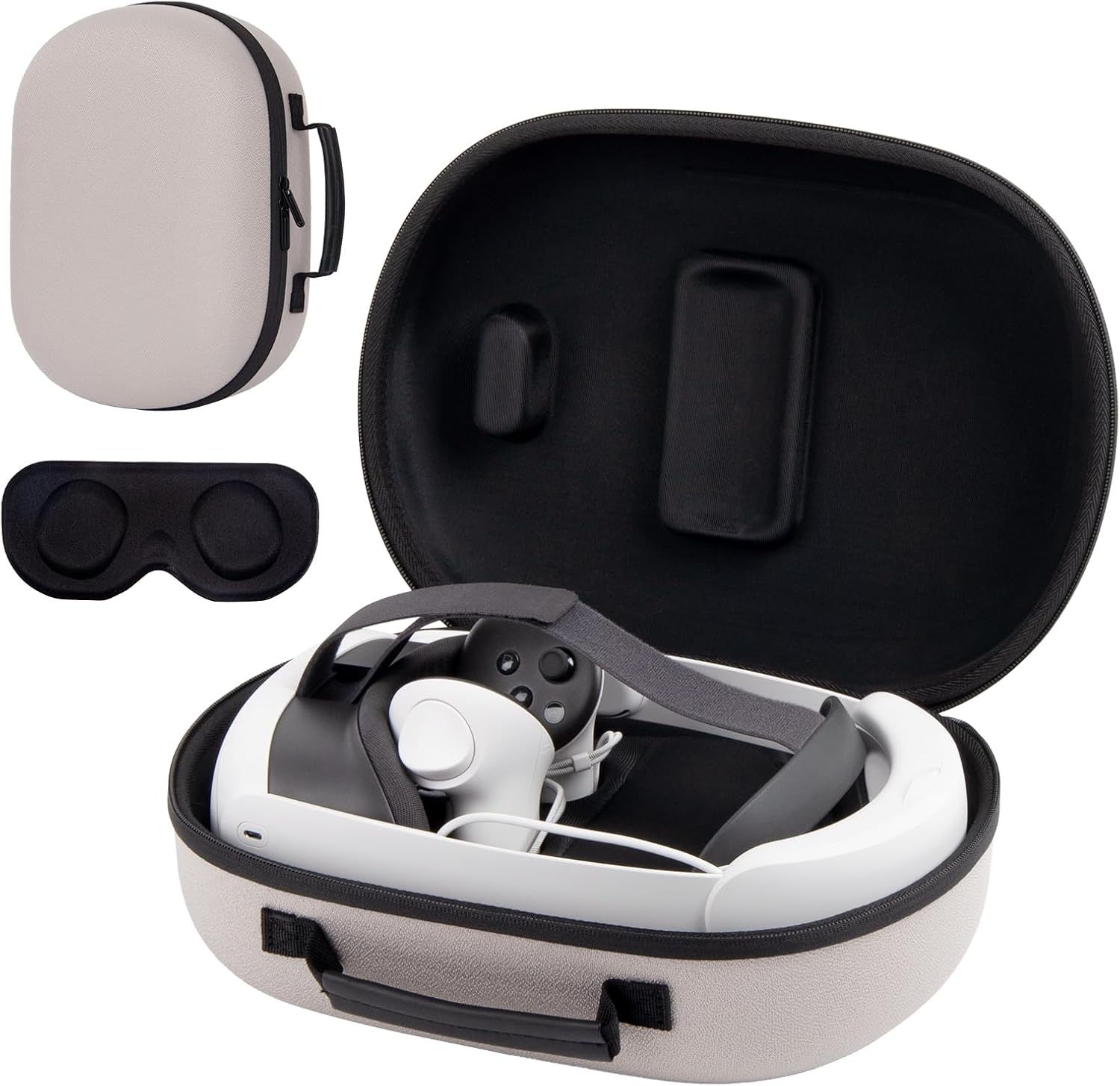 XINGFUDAO Étui pour casque Meta Quest 3 VR avec sangles Elite et console de jeu, étui de transport Meta Quest 3 avec espace de rangement personnalisé, sac portable résistant aux chocs avec espace