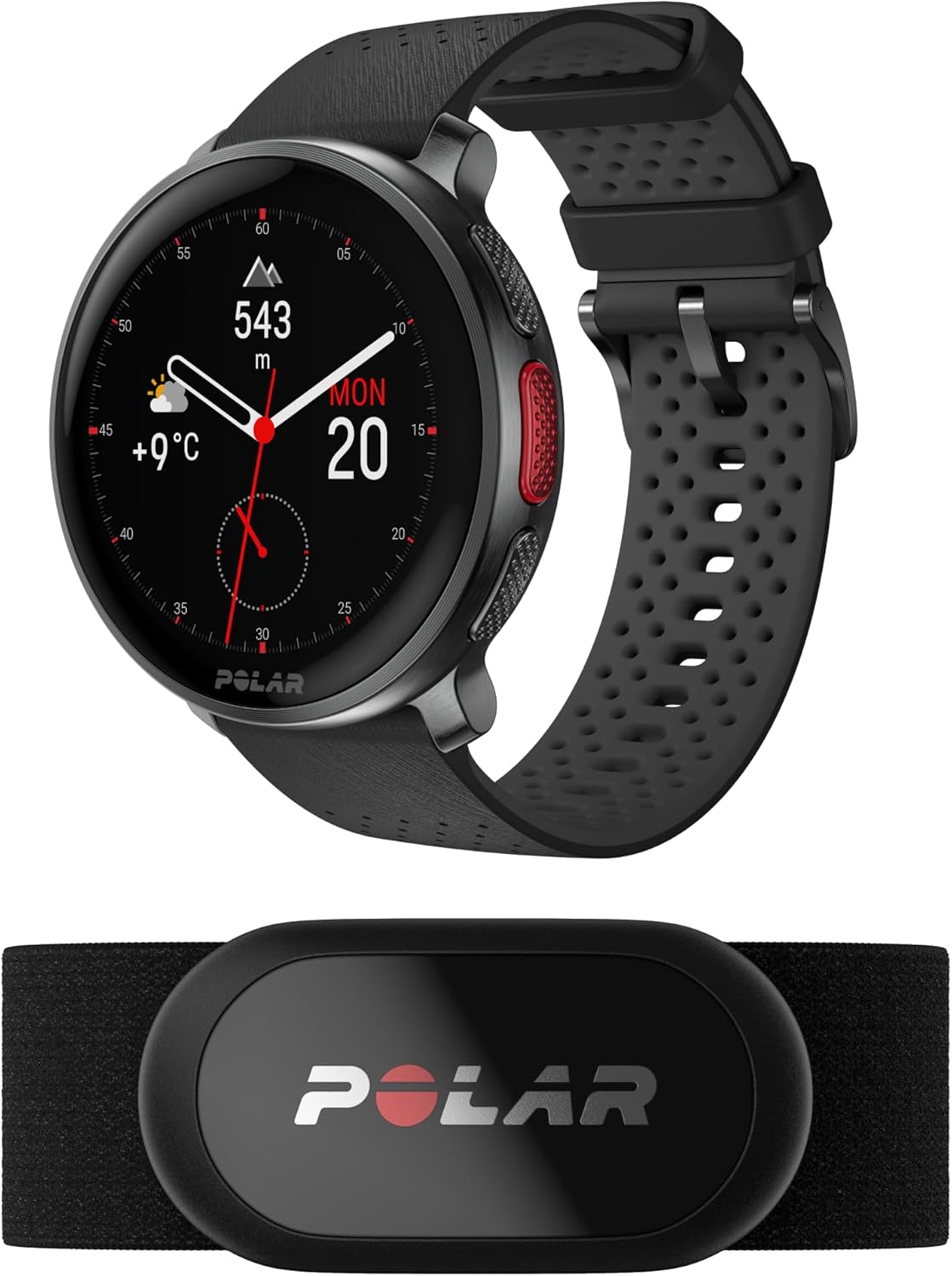 Polar Vantage V3 avec Ceinture fréquence cardiaque H10, Montre sport GPS, Cardiofréquencemètre, Autonomie prolongée, Montre connectée hommes et femmes, Cartes hors ligne, Montre running
