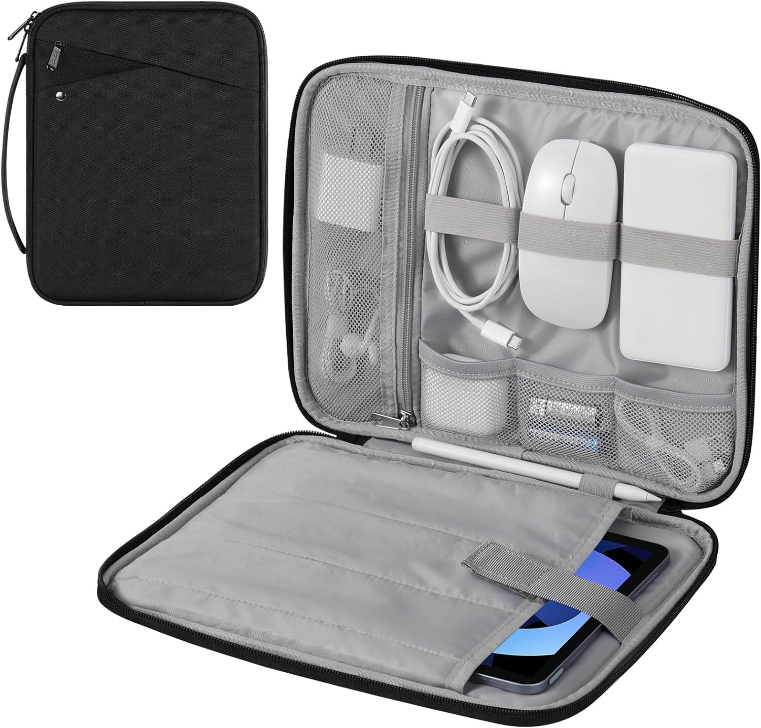 MoKo Housse pour Tablette de 9-11 Pouce Compatible avec iPad Pro 11 M4 2024/11 Pouces iPad Air M2 2024/iPad 10e 10,9 2024/iPad Air 5/4 10,9, Galaxy Tab S9/S8/S7/A9+/A8/A7, Noir