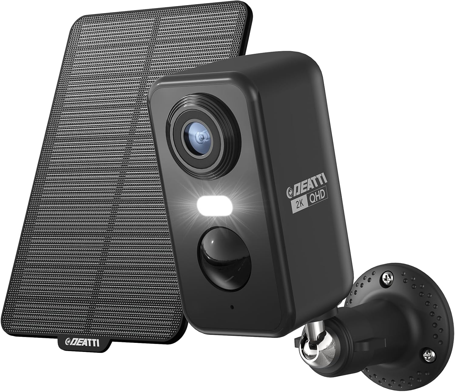 DEATTI 2K Camera Surveillance WiFi Exterieure sans Fil Solaire, Camera Surveillance sur Batteries, AI Detection Mouvement, Vision Nocturne Couleur, Audio Bidirectionnel, SD/Cloud/IP66