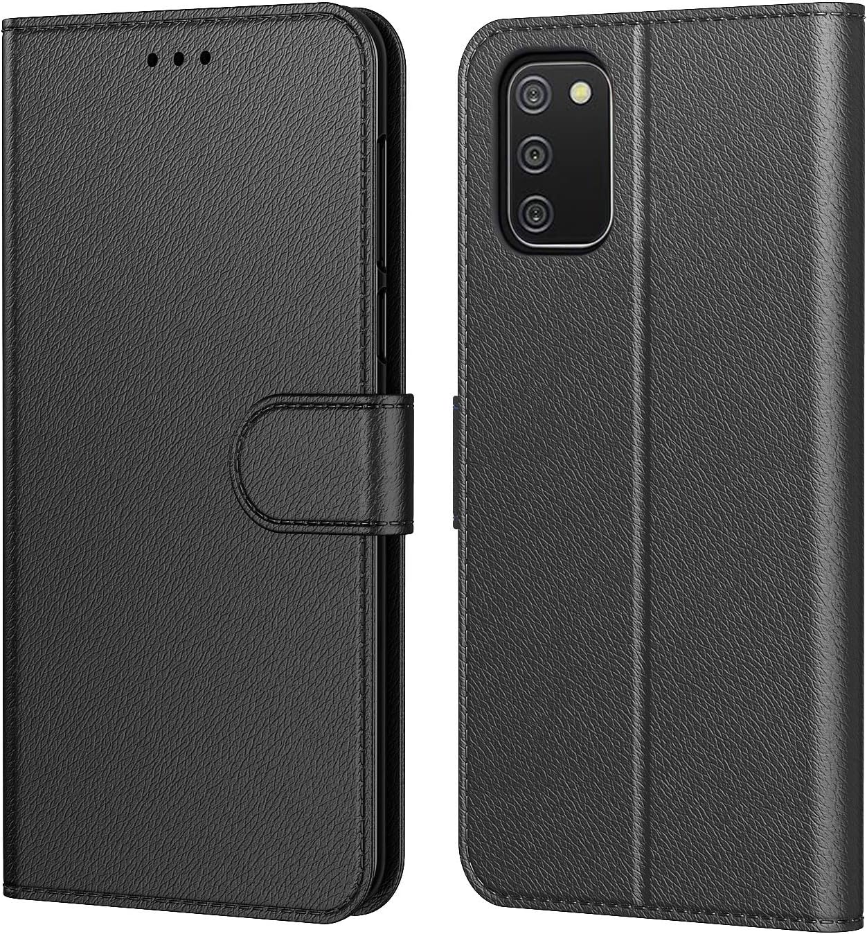Tenphone Coque pour Samsung Galaxy A02S, Pochette Protection Etui Housse Premium en Cuir PU,Fermeture Magnétique,Flip Case Compatible avec (Samsung A02S, Book Noir)