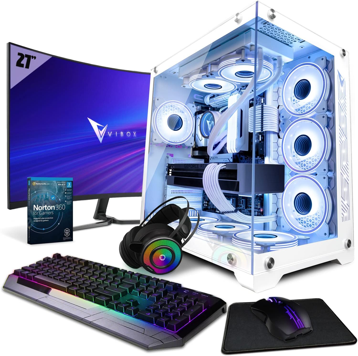VIBOX IV-204 SG PC Gamer - 27" 100Hz Écran Pack - 8 Core Intel i9 11900 Processeur - Nvidia RTX 3060 OC 12Go - 16Go RAM - 1To NVMe M.2 SSD - 700W PSU - Windows 11 - WiFi
