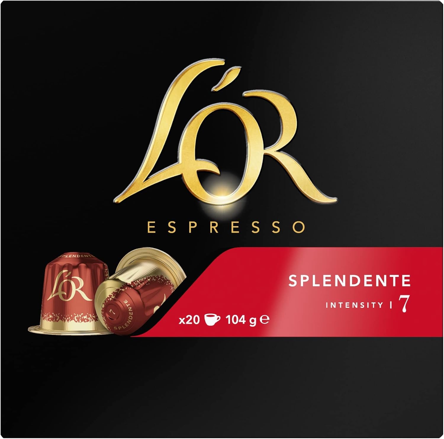 L'OR Splendente - 200 Capsules de Café intensité 7 - Compatibles Nespresso®* (lot de 20 x 10)