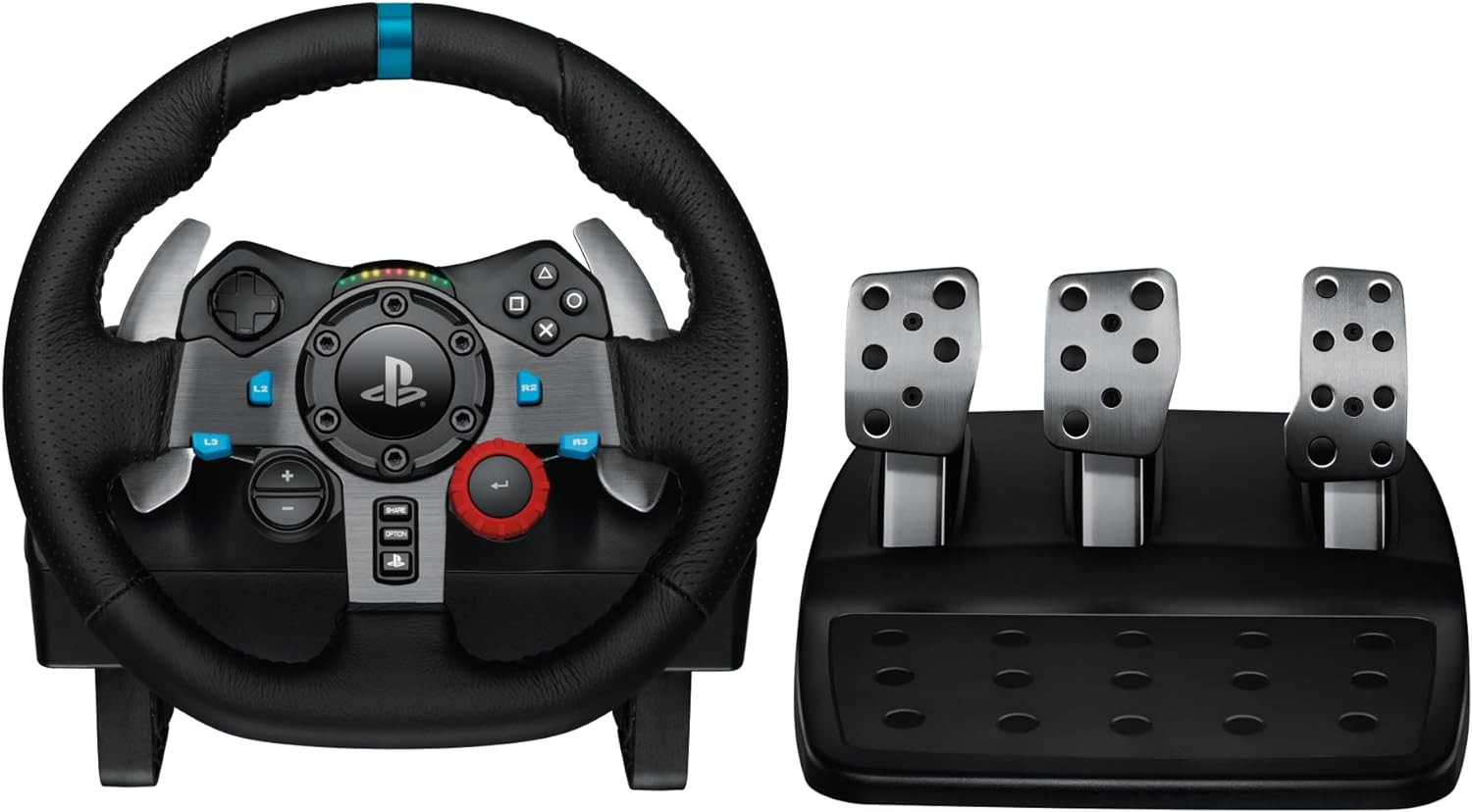 Logitech G29 Driving Volant de Course en Cuir avec Pédales, Retour de Force Réaliste, Palettes Volant en Acier Inoxydable, Rotation à 900°, Prise EU, PS5, PS4, PC, Mac - Noir