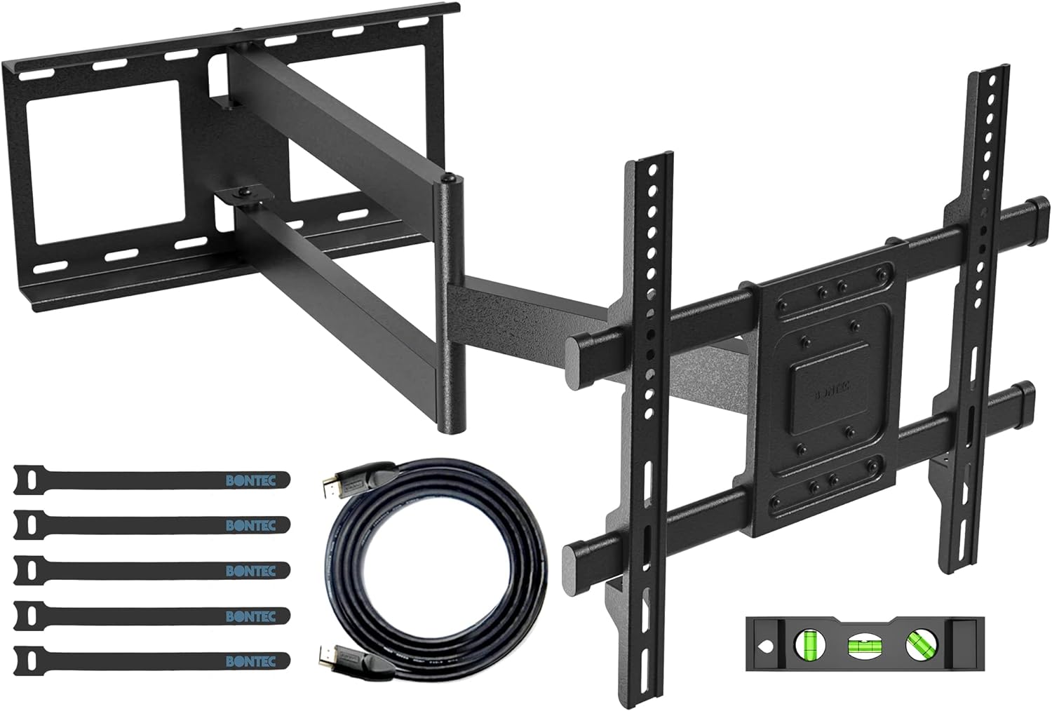BONTEC Support Mural TV à Extra Longue Portée pour Écrans Plats/Incurvés LCD/LED/OLED de 32 à 70 Pouces jusqu'à 60 kg, Support TV Mural Pivotant, Inclinable et Rotatif, Max VESA 400x400 mm