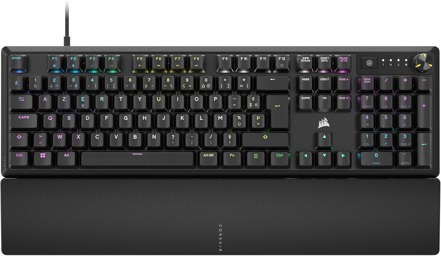 Corsair K70 Core RGB Clavier Mécanique de Jeu avec Repose-Paume - Touches Linéaires Pré-lubrifiées MLX Red - Amortissement du Son - Compatible iCUE - AZERTY FR Layout - Noir