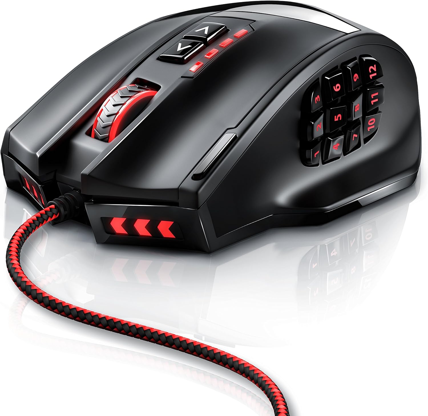 Titanwolf - 16000 dpi Souris Laser de Gaming - 18 Touches - Haute précision - Éclairage LED configurable - Technologie de capteurs Avago - MMO Gaming - Logiciel Inclus Touches programmables