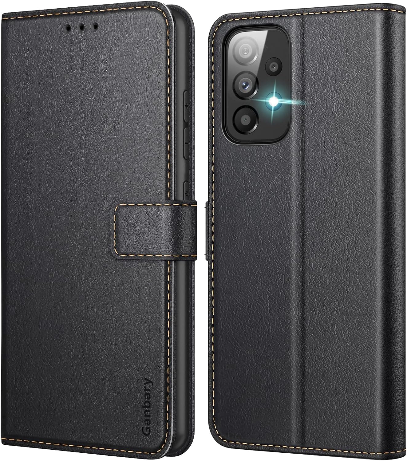 Ganbary Coque pour Samsung Galaxy A33 5G, [Housse en Cuir PU Premium] [Etui à Rabat] [Pochette de Portefeuille], Étui de Protection pour Samsung Galaxy A33 5G - Noir