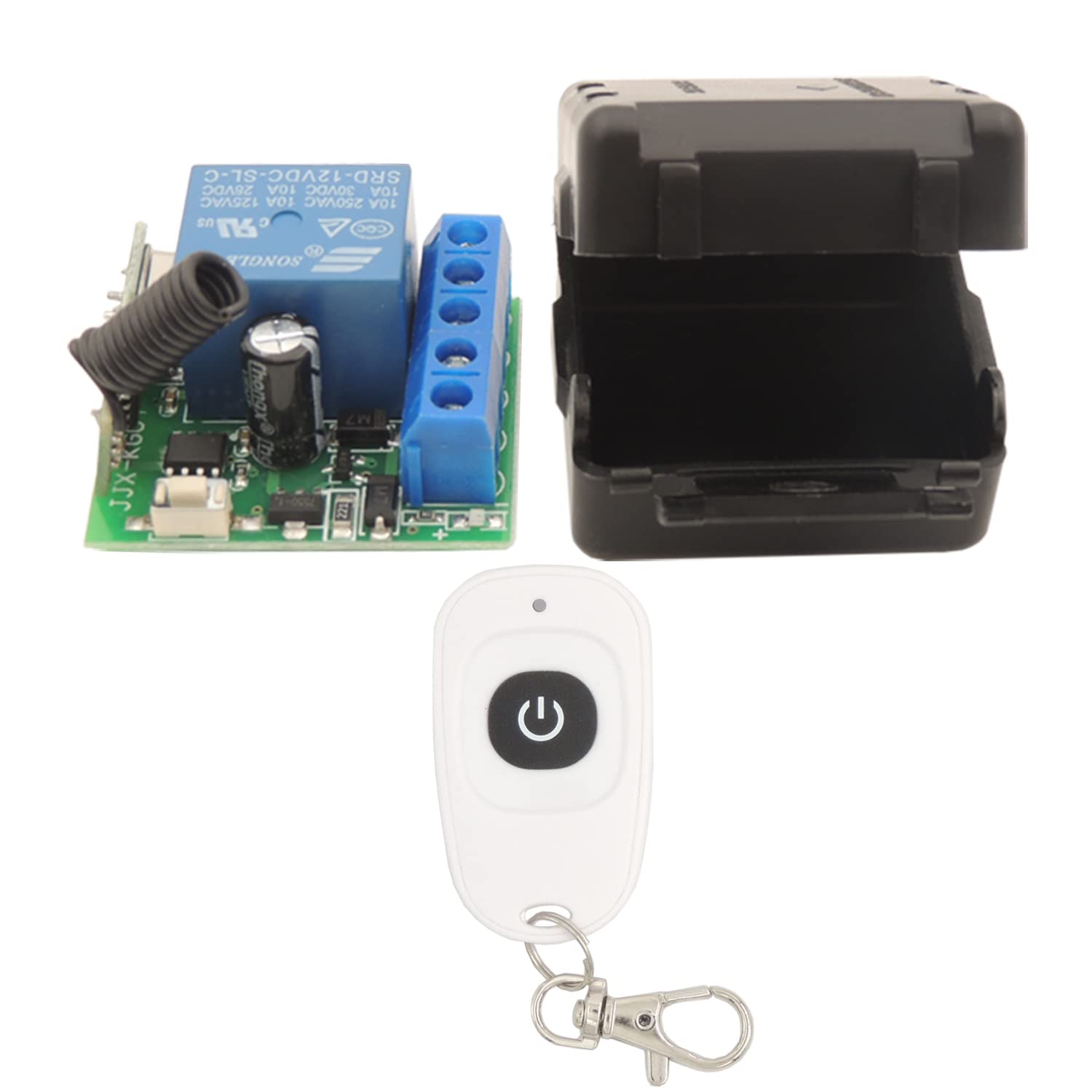 DieseRC Télécommande sans Fil de commutateur de Relais RF, contrôleur de récepteur DC12V 10A 1 Canal avec émetteur, commutateur à Distance de Bricolage Facile