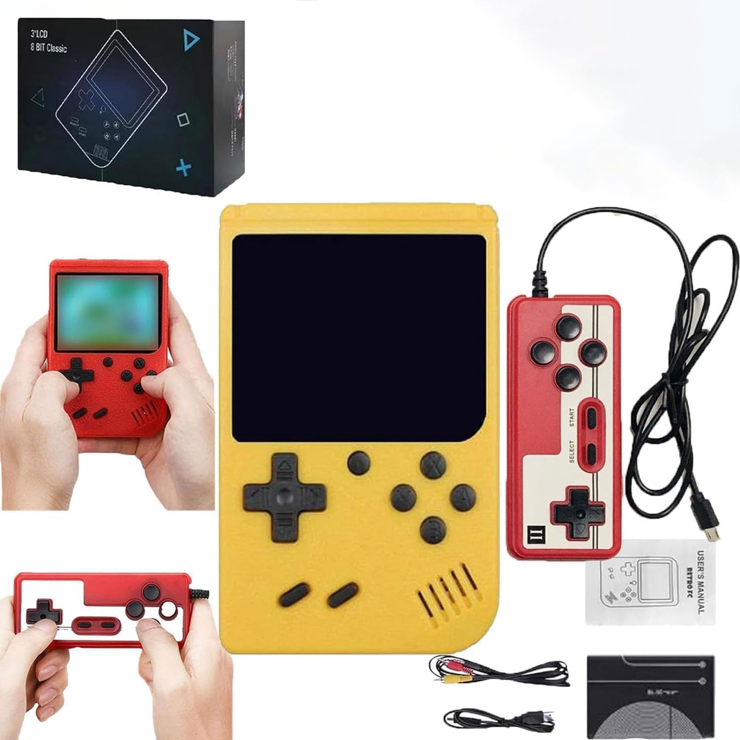 Console De Jeux Portable, Retro Handheld Game Console Retrogaming Retro avec 400 Jeux Classiques, 2 Joueurs Meuble TV Consoles de Jeu Portables, Cadeaux de Noël