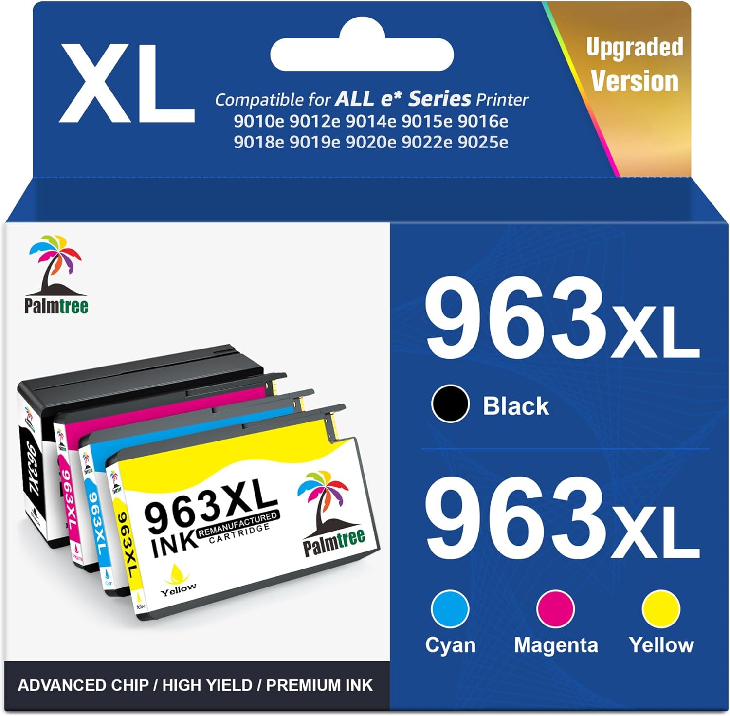 Palmtree 963XL Cartouches d'encre Remplacement pour HP 963 XL pour HP OfficeJet Pro 9010 9010e 9012 9012e 9014 9014e 9015 9015e 9016 9016e 9018 9019 9020 9022e 9025 9025e (Version Améliorée)