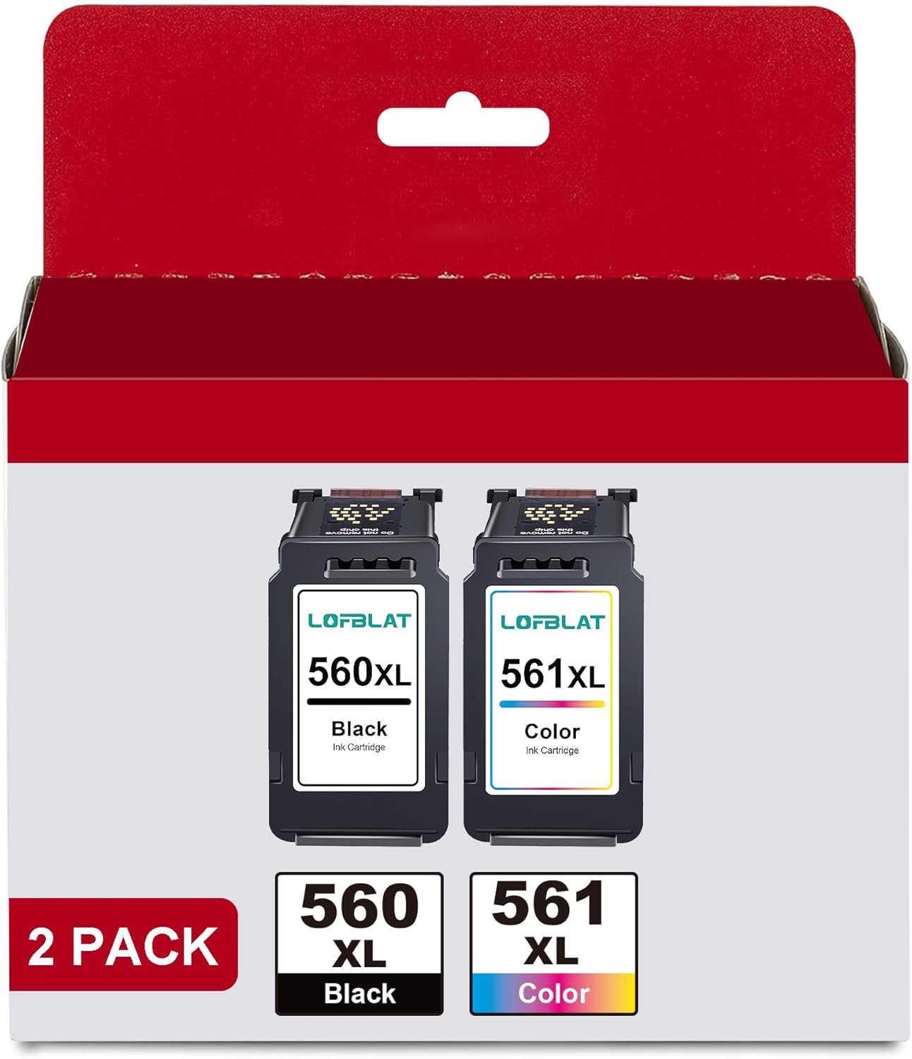 LOFBLAT 560XL 561XL Cartouches d'encre Compatible Remplacement pour Canon PG-560XL CL-561XL pour Canon Pixma TS5350 TS5351 TS5352 TS7450 TS5353 TS7451 (Noir Tri-Colore, 2-Pack)