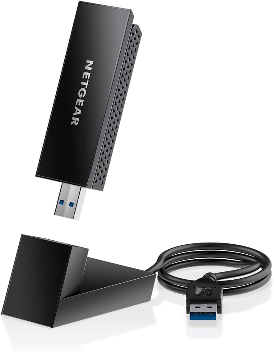 NETGEAR Nighthawk Clé USB (A8000), Adaptateur Ethernet WiFi 6E AXE3000, Dongle sans Fil pour Ordinateur Portable ou de Bureau. Jusqu’à 3 Gbit/s. Compatible PC Toutes générations