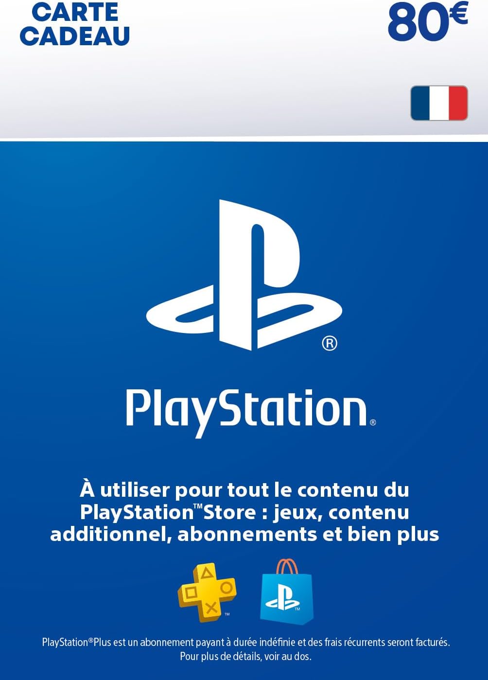80€ Carte Cadeau PlayStation pour PlayStation Plus | Compte PSN français uniquement [Code par Email]