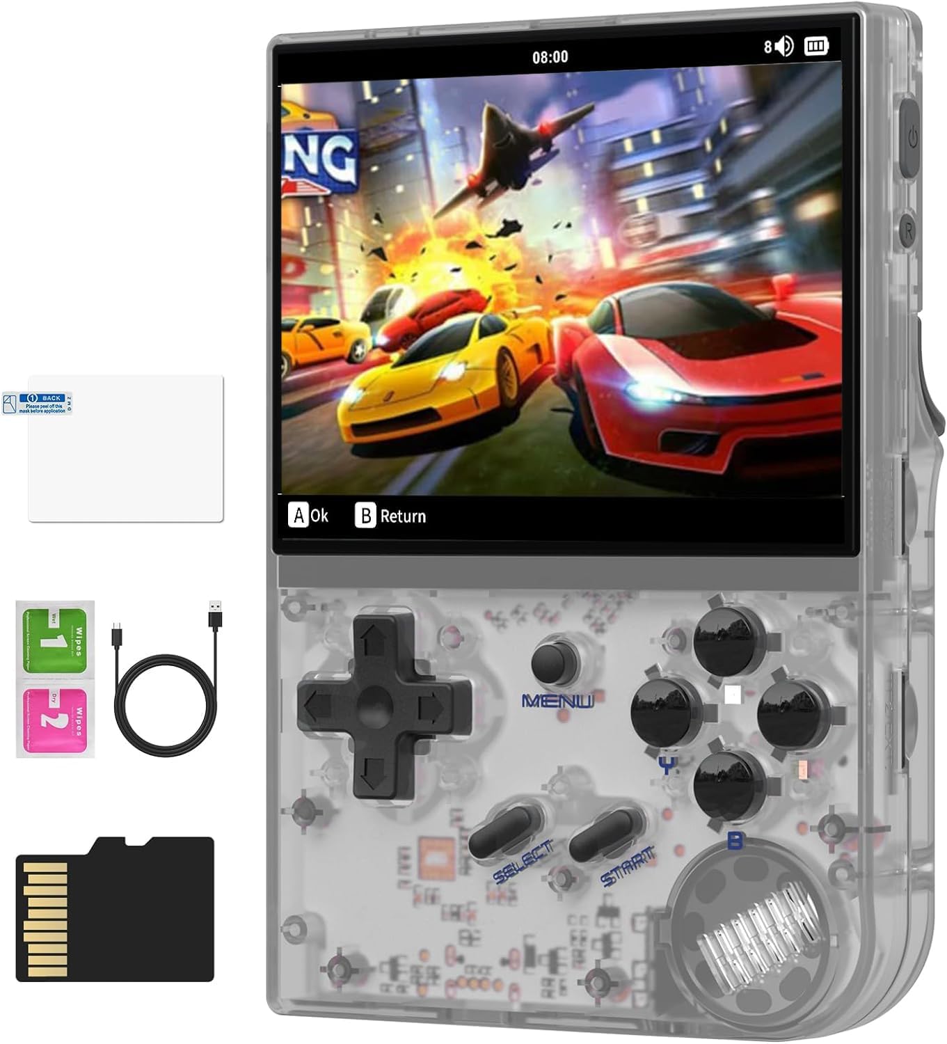 Whatsko RG35XX Console de Jeu Portable,Compatible avec Les Systèmes Linux et Garlic,Supporte HDMI et Sortie TV,Portable 3,5 Pouces IPS 64GB TF Card Rétro Console de Jeu