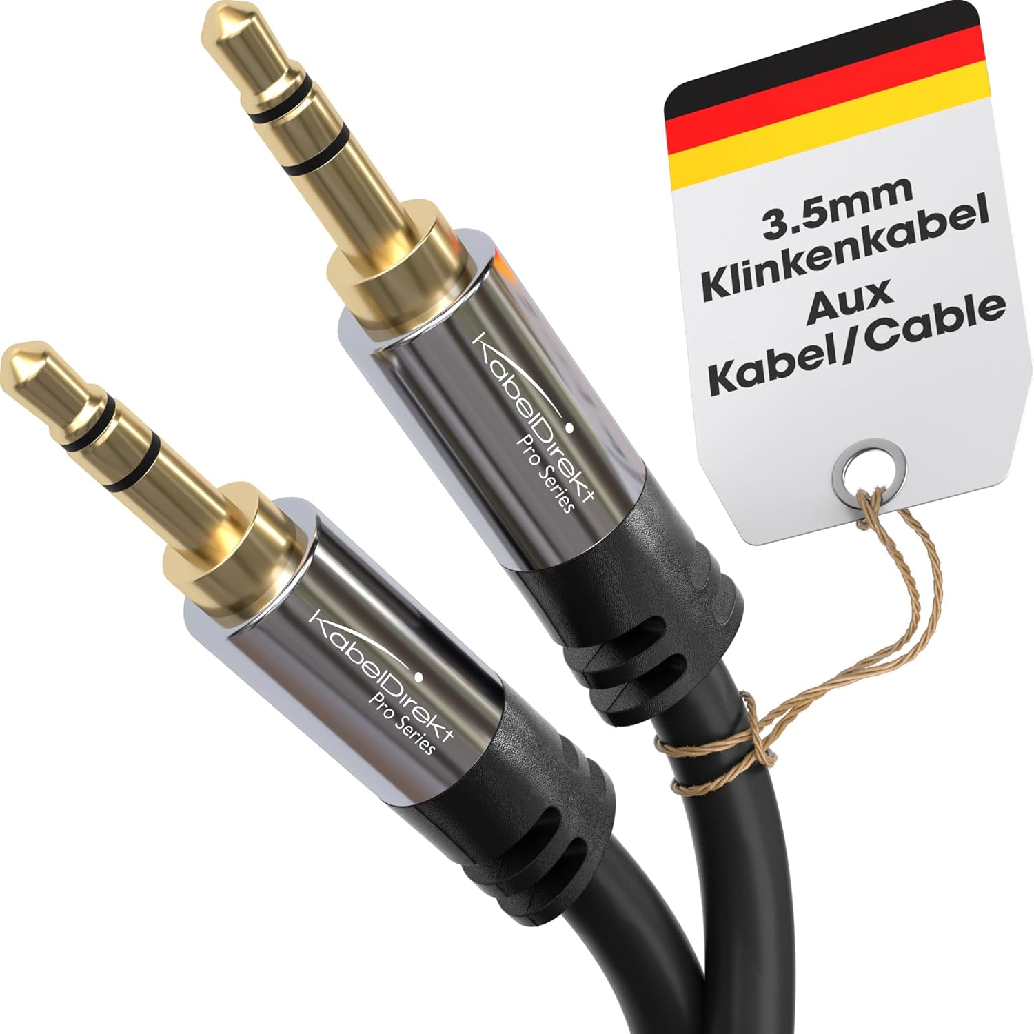 KabelDirekt – Câble Jack, Prise Jack 3,5 mm – 10 m – Connecteurs métalliques – Disponible en 0,3-10 m (Câble audio, Jack 3.5mm pour smartphone, PC/ordinateur portable, voiture, HiFi, noir)