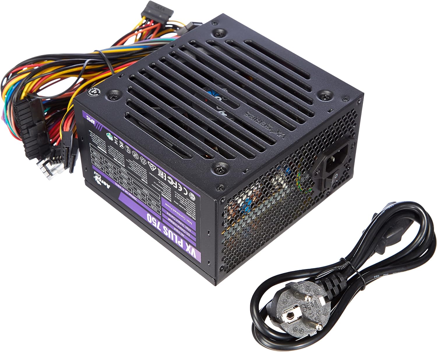 Aerocool VX Plus 750W ATX Noir unité d'alimentation d'énergie - Unités d'alimentation d'énergie (750 W, 47-63, 130 W, 696 W, 130 W, 3, 6 W)