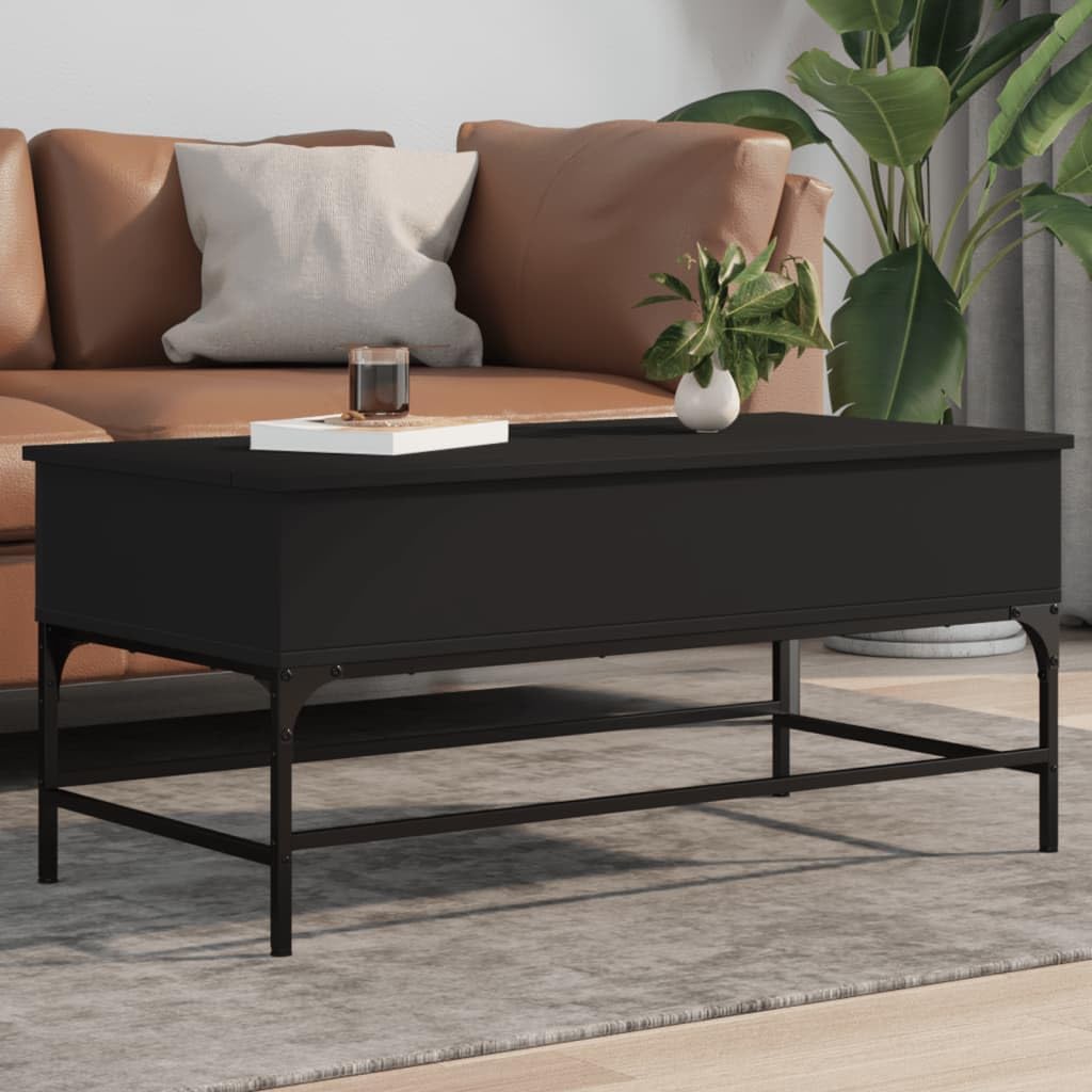 DYRJDJWIDHW Table Basse Noir,Petite Table Pliante,Table de Chevet connectée,Table Basse Noir 100x50x45 cm Bois d'ingénierie et métalGeeignet für Wohnzimmer, Schlafzimmer, Kino