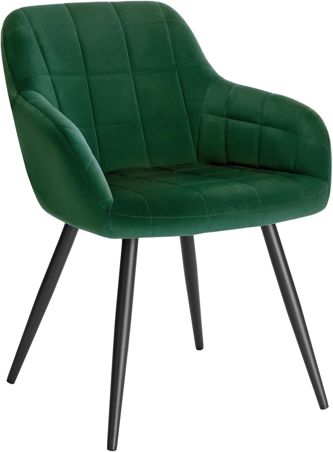 WOLTU 1 pièce Chaise de Salle à Manger Chaise de Cuisine rembourrée en Velours, Pied en métal,Vert Foncé BH93dgn-1