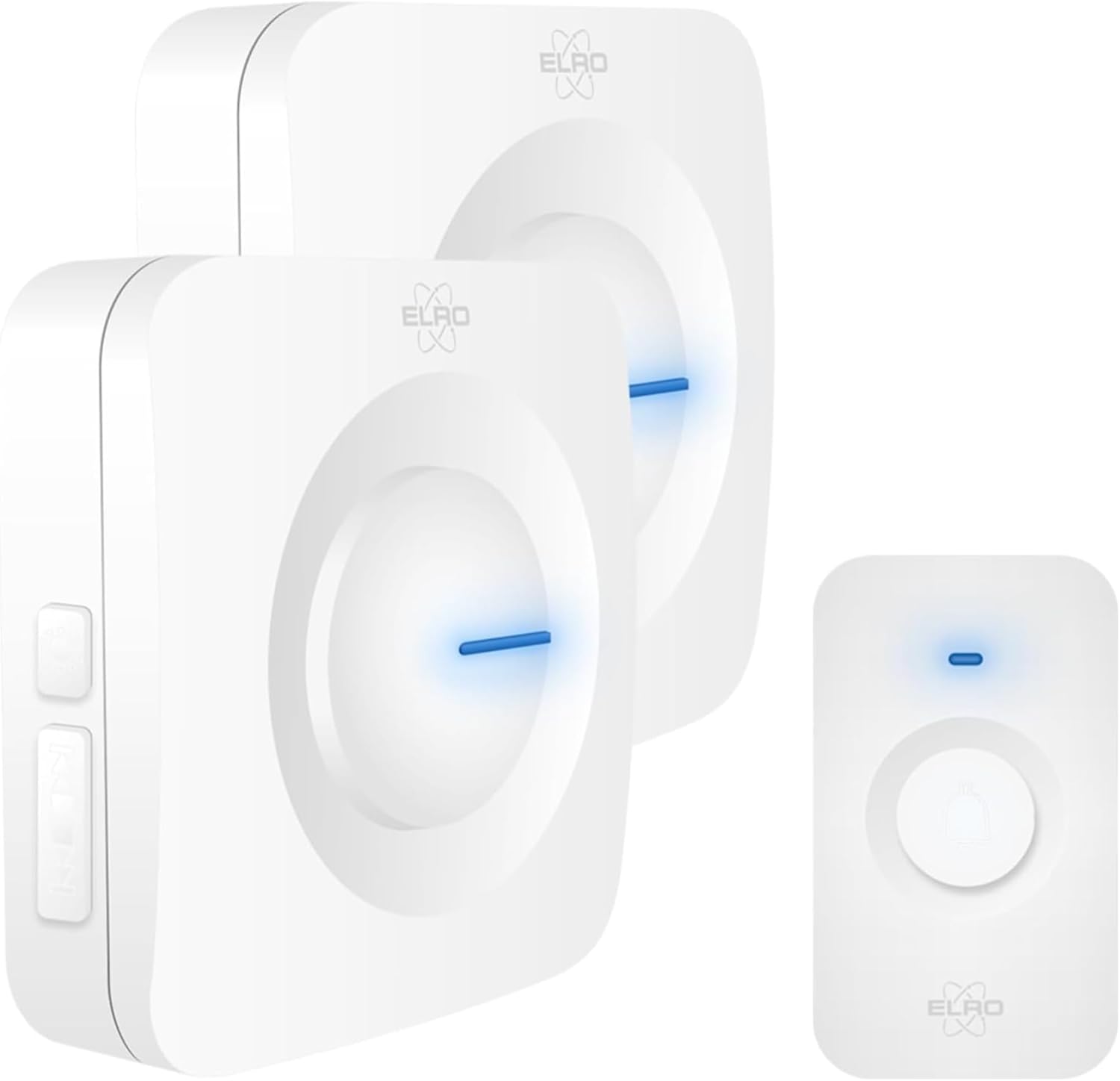 ELRO DB3000 Sonnette de Porte sans Fil - avec 2X récepteur à Piles - 64 Mélodies - Distance sans Fil : 300m - Blanc