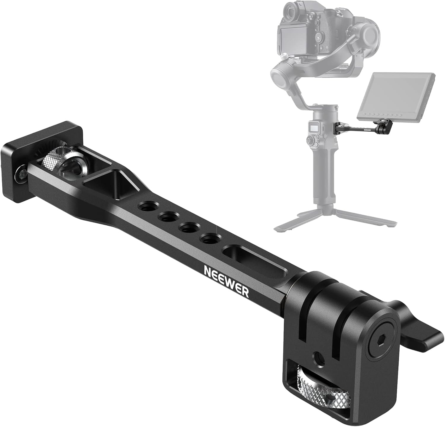 NEEWER Support de Moniteur de Champ réglable, Support de Moniteur de caméra Rotatif à 360° avec Filetage 1/4", Compatible avec DJI RS 2 RSC 2 RS 3 RS 3 Pro ZHIYUN Crane 2S Crane 3 3S WEEBILL-S MOZA