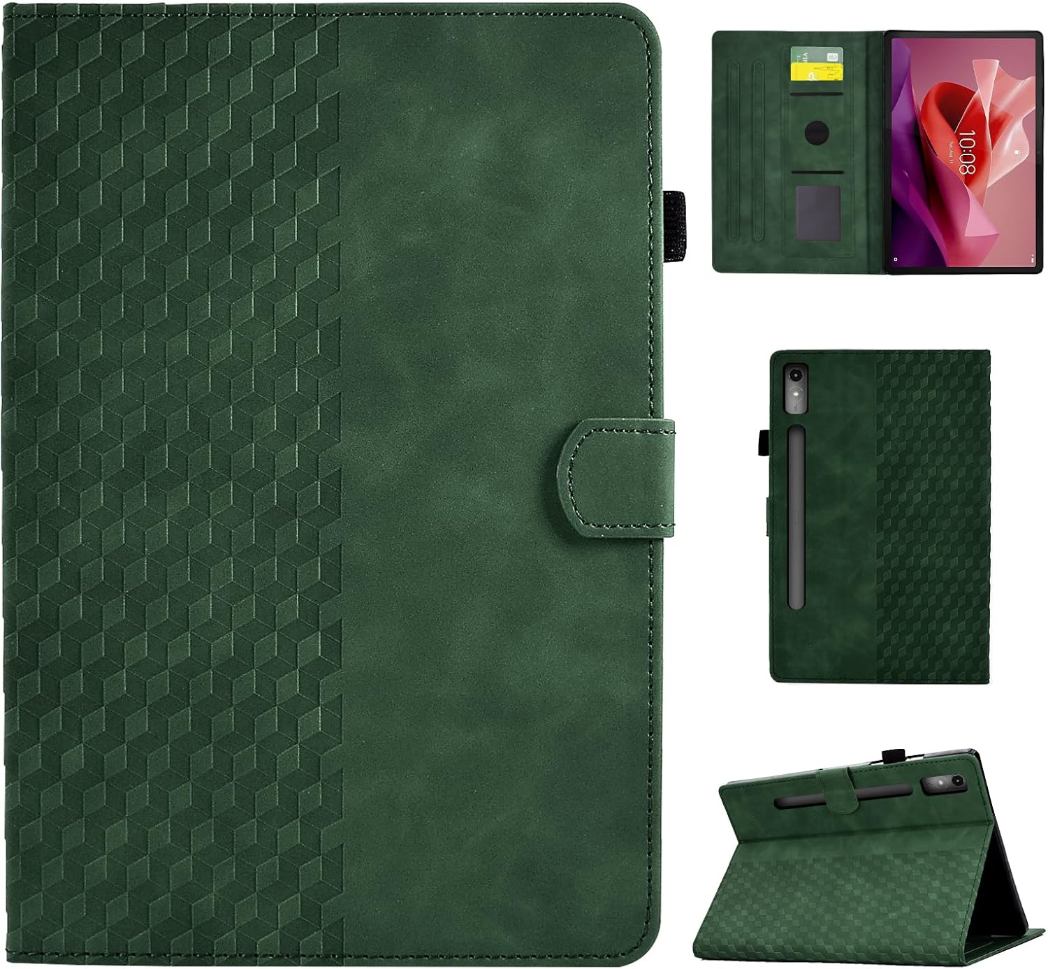 CASAFUNY Coque pour Lenovo Tab P12 12,7 Pouces 2023 Housse de Protection en Cuir PU Étui Case Tablette Étui Smart Cover avec Réveil/Veille Auto pour Lenovo Tab P12 2023, Vert