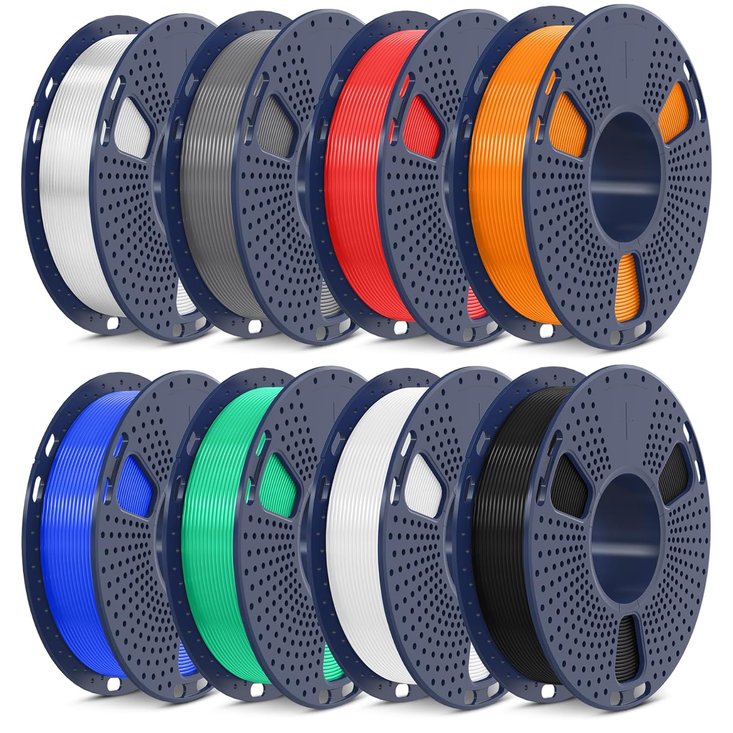 SUNLU 250g Filament PLA 1.75mm, Enroulement Soigné pour imprimante 3D, Précision dimensionnelle +/- 0.02mm,Bobine 0.25KG, Paquet 8.(Noir+Blanc+Gris+Transparent+Rouge+Bleu+Orange+Vert)