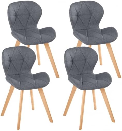 IDMarket - Lot de 4 chaises ROBINE en Tissu Gris foncé pour Salle à Manger