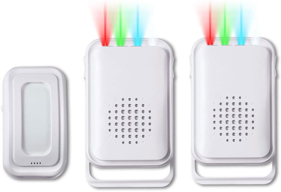 HoneTeek Détecteur de mouvement Carillon de porte pour entrée de magasin d'affaires, alarme de bienvenue pour personnes âgées (1 capteur et 2 récepteurs)