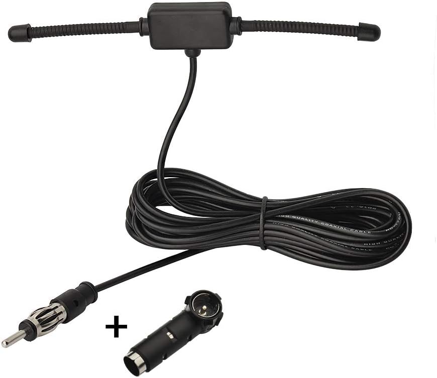 Eightwood Antenne FM Antenne Radio Voiture Adaptateur DIN Antenne Voiture Autoradio Pare Brise Pâte Câble 300cm Adaptateur DIN 41585 Femelle à ISO pour FM Radio Voitures Camions Dab Autoradio