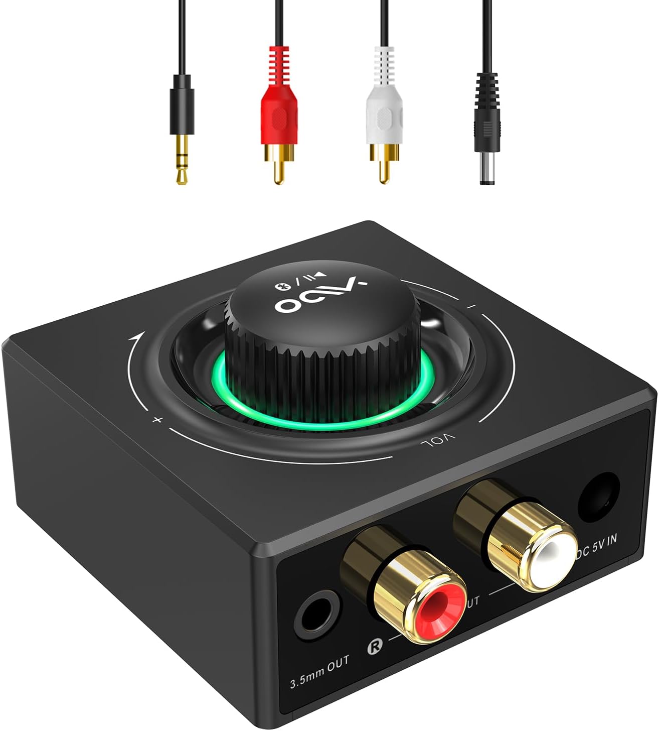 YMOO Récepteur Bluetooth B06T3Pro - Adaptateur Audio sans Fil avec AptX HD - Contrôle du Volume à Faible Latence - 3,5 mm AUX RCA - Double Lien avec Smartphone/Tablette/Ordinateur Portable pour