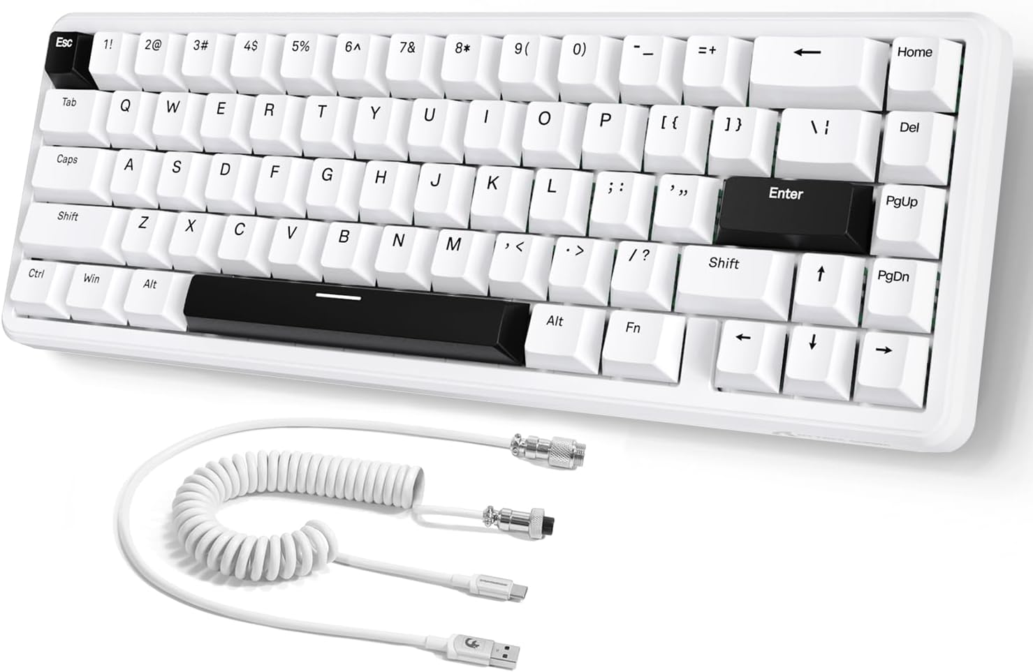 MAMBASNAKE Attack Shark X65 HE Clavier à Déclenchement Rapide, Précision RT de 0,01 mm, 8KHz, Clavier Filaire à Effet Hall à 60% avec Câble 8 KHz, Actionnement Réglable, Snap Tap, pour PC/Mac, Blanc