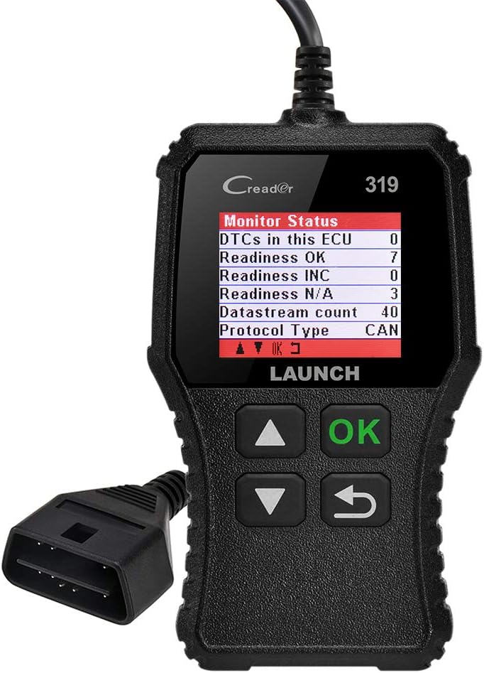 Launch CR319 Scanner Auto Diagnostic OBD2 / EOBD/Can pour Lire et Effacer Les Codes d’Erreur du Moteur, Testeur d'EVAP et de Capteur d'O2 avec Recherche de Définition de Code Adapté pour Débutants